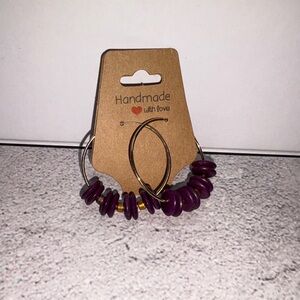 Chic Gold and Purple Beaded Hoop Earrings